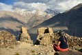 View on the Wakhan valley in the Pamir mountain inTajikistan Royalty Free Stock Photo