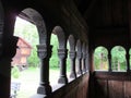 View from a stave church at the Norsk Folkemuseum Royalty Free Stock Photo