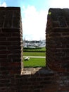 View from the wall of Muiderslot, Muiden Castle in the Dutch town Muiden, Holland, the Netherlands Royalty Free Stock Photo