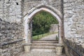 View of the wall of the old castle. Entrance to the castle. Royalty Free Stock Photo