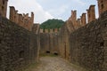 View of the wall of the old castle of Vigoleno small town in Emilia-Romagna Royalty Free Stock Photo