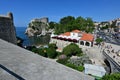 View From Wall of Old Town Dubrovnik of Fort Lovrijenac and the West Harbor Royalty Free Stock Photo