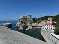 View From Wall of Old Town Dubrovnik of Fort Lovrijenac and the West Harbor Royalty Free Stock Photo