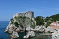 View From Wall of Old Town Dubrovnik of Fort Lovrijenac and the West Harbor Royalty Free Stock Photo