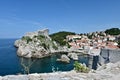 View From Wall of Old Town Dubrovnik of Fort Lovrijenac and the West Harbor Royalty Free Stock Photo