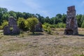 A view of wall remains in the ruins of Grace Dieu Priory in Leicestershire, UK