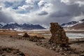 View of wall ruins in the Altiplano, Bolivia