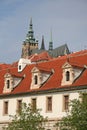 View from Wallenstein garden to Prague castle and St. Vitus Cathedral. PRAGUE, CZECH REPUBLIC Royalty Free Stock Photo
