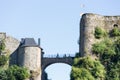 View at walls and lock bridge Belgian medieval Castle Bouillon Royalty Free Stock Photo