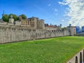 View of the walls which surround the Tower of London Royalty Free Stock Photo