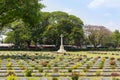 View of War cemetery public historical monuments of allied prisoners of the world war II in Thailand