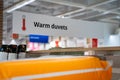View of Warm duvets sign in store Royalty Free Stock Photo