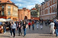 View of Warsaw Barbican on historical Freta street between Warsaw Old Town and New Town in Warsaw, Poland Royalty Free Stock Photo