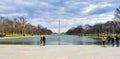 View of Washington Monument from Abraham Lincoln Memorial. Washington DC, USA.