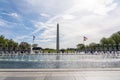 View of Washington monument and World War II Memorial in beautiful sunny day, Washington D.C. USA Royalty Free Stock Photo