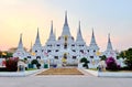 View of Wat Asokaram, Asokaram temple in Bangkok, Samut Prakan, at sunset