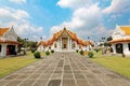 View of Wat Benchamabophit or The Marble Temple in Bangkok City Thailand, with its bright decorated golden roofs Royalty Free Stock Photo