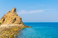 View of a watch tower behind the al riyam park in Muttrah district of Muscat, Oman....IMAGE Royalty Free Stock Photo