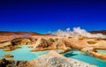 Water bassain by geyser Sol de Manana in the Altiplano of Bolivia Royalty Free Stock Photo