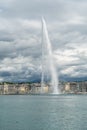 View of the water jet fountain in the lake of Geneva Royalty Free Stock Photo
