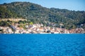 View from water of mediterranean town Vis without tourists. Yachtind destination, island Vis, Croatia Royalty Free Stock Photo