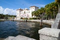 View from the water's edge of Vizcaya Museum and Gardens