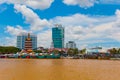 The view from the water of the Sibu city, Sarawak, Malaysia, Borneo Royalty Free Stock Photo