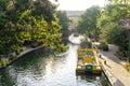 View of water taxi on the Bricktown Canal in United States.