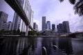 View from the Water Under the Metro Rail Bridge in Brickell Royalty Free Stock Photo