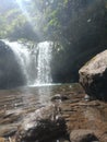 The view of the waterfall at Batu Blak Waterfall 