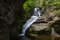 View of waterfall flowing from rocks in forest Royalty Free Stock Photo