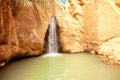 View of waterfall in mountain oasis Chebika, Sahara desert, Tunisia Royalty Free Stock Photo