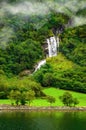 View on waterfall in Sognefjord, one of the most beautiful fjords in Norway Royalty Free Stock Photo