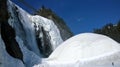 view of a waterfall under a beautiful winter day in Quebec Canada Royalty Free Stock Photo