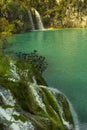 View of waterfalls in Plitvice Lakes National Park.