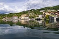 view of the waterfront of Pusiano village Royalty Free Stock Photo