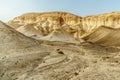 View on waterless desert mountains near dead sea in Israel Royalty Free Stock Photo