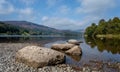 View from the waters edge of Grasmere Lake in the Lake District, Cumbria Royalty Free Stock Photo