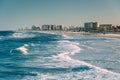 View of waves in the Atlantic Ocean and the beach from the pier