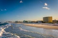 View of waves in the Atlantic Ocean and the beach from the pier