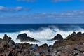 View of waves on the coast of Lanzarote island, Canary Islands