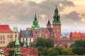 View of Wawel Castle from clock tower in the main Market Square, Cracow, Poland Royalty Free Stock Photo