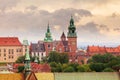 View of Wawel Castle from clock tower in the main Market Square, Cracow, Poland Royalty Free Stock Photo