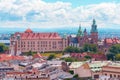 View of Wawel Castle from clock tower in the main Market Square, Cracow, Poland Royalty Free Stock Photo