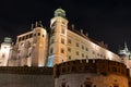 View of wawel royal castle in cracow in poland by night Royalty Free Stock Photo