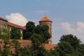 View on wawel royal castle with sandomierska tower in cracow in poland Royalty Free Stock Photo