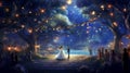 view of wedding wonderful background in night