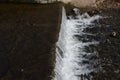 View of a weir with a lack of water for water sports. hydrological drought has ended navigability and rafting or weir is a barrier