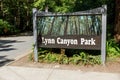 View of the welcome sign for Lynn Canyon Park in North Vancouver