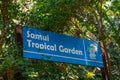 Welcome sign at Samui Tropical Garden near Namuang 2 Waterfall on Koh Samui, Thailand Royalty Free Stock Photo